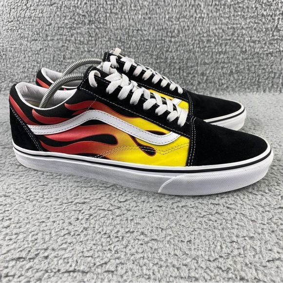 VANS FLAME OLD SKOOL SHOES MANS 11.5 PRINTS LACE UP MULTI COLOR SUEDE SNEAKERS - Picture 2 of 16
